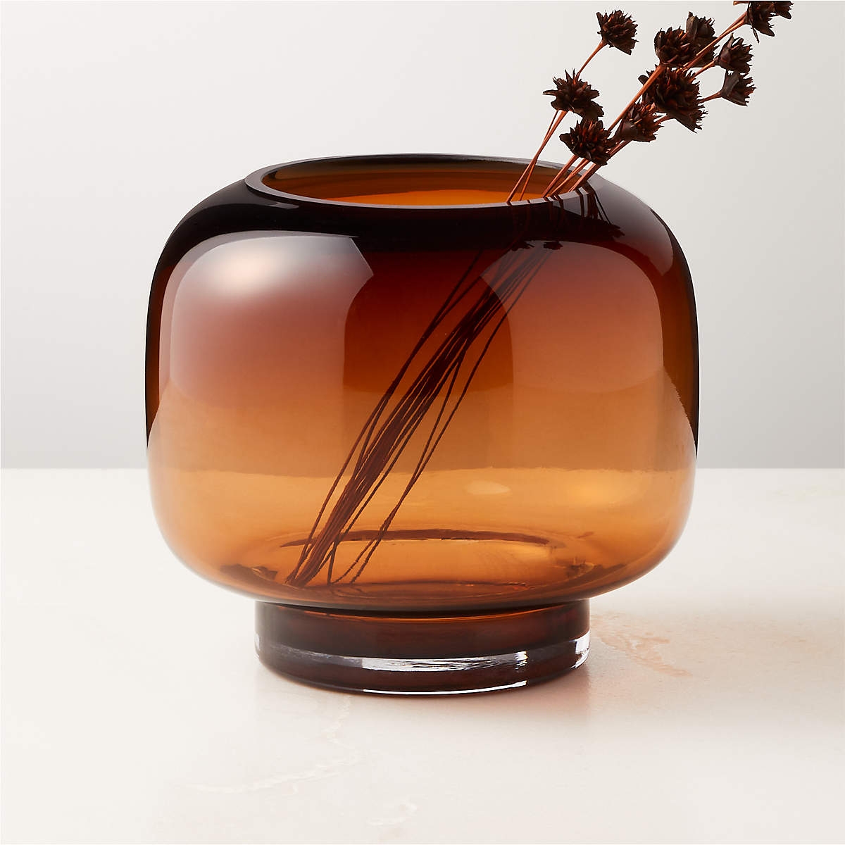 Coco Round Smoked Amber Glass Hurricane Candle Holder Small - Image 1
