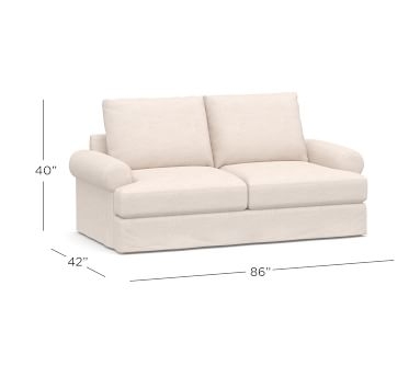 Canyon Roll Arm Slipcovered Sofa, Down Blend Wrapped Cushions, Basketweave Slub Ash - Image 5