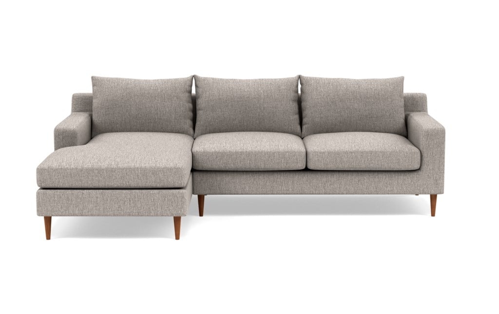 Sloan Chaise Sectional in Earth Cross Weave- 96'' Long-  Oiled Walnut Tapered Square Wood - Image 0
