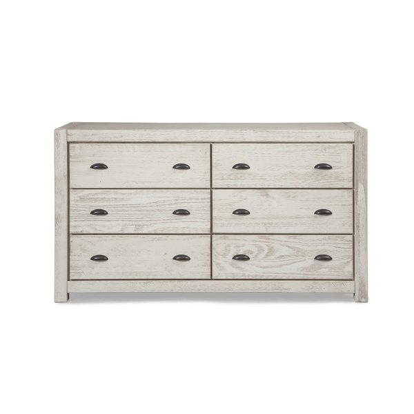 Montauk 6 Drawer Double Dresser, Rustic White - Image 1
