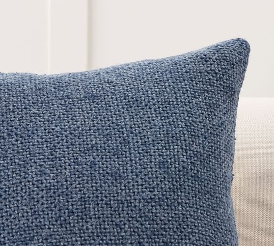 Faye Linen Textured Pillow Cover, 20", Stormy Blue - Image 1
