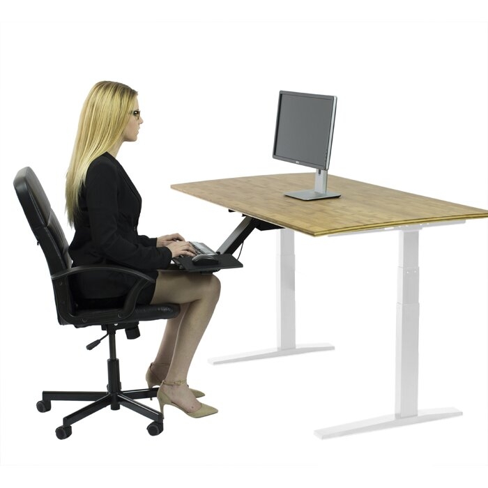 Belpre Height Adjustable Standing Desk, Natural Bamboo White Frame - Image 4