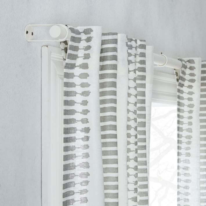 Striped Ikat Curtain, Platinum, 48" x 96" - Image 3