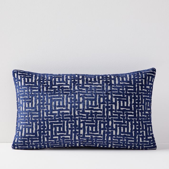 Allover Crosshatch Jacquard Velvet Pillow Cover, 14"x26", Nightshade - Image 0