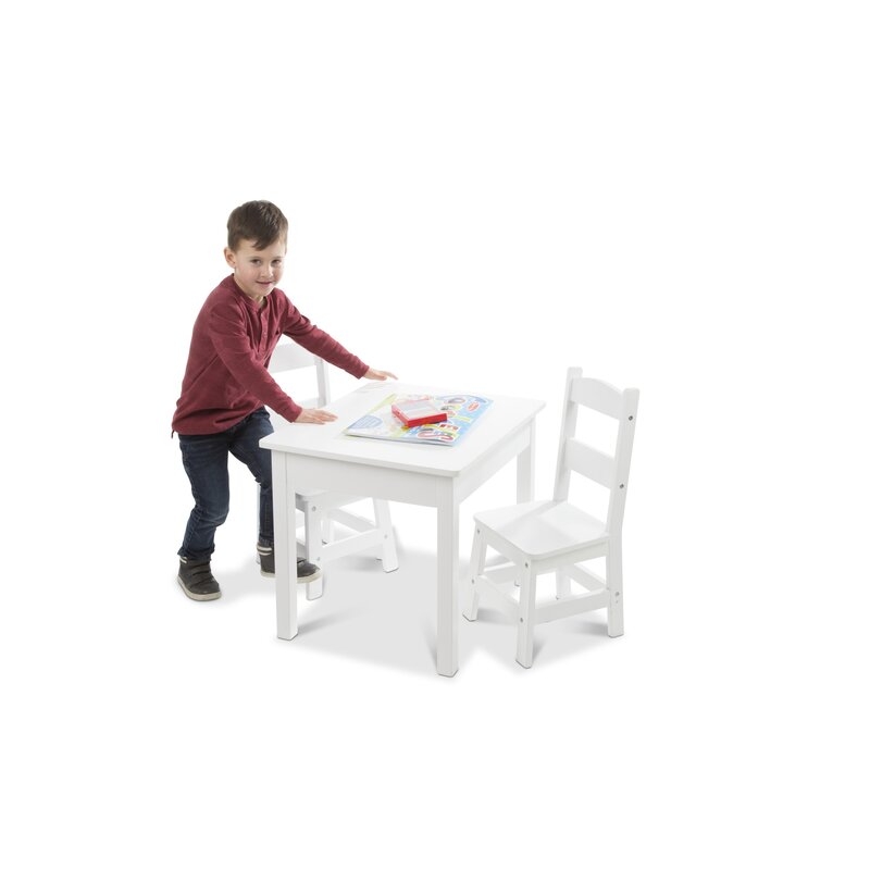 Melissa & Doug Kids 3 Piece Writing Table and Chair Set in White - Image 8