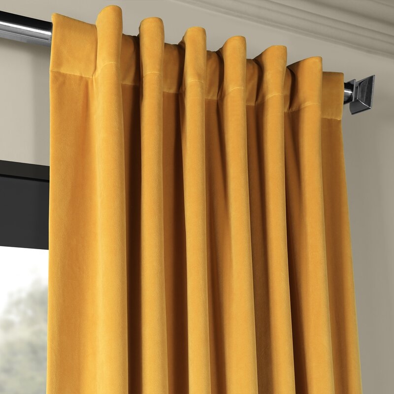 Albert Velvet Solid Blackout Thermal Rod Pocket Single Curtain Panel - Fools Gold - Image 2