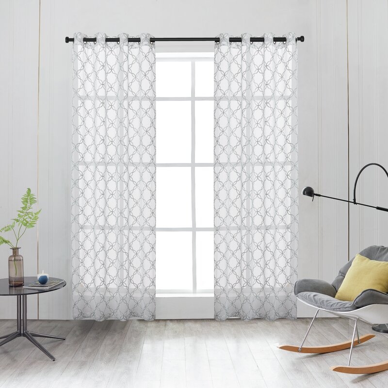 Harshbarger Geometric Sheer Grommet Single Curtain Panel - Image 0