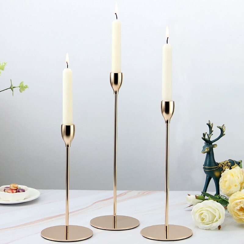 3 Piece Metal Tabletop Candlestick Set - Image 1