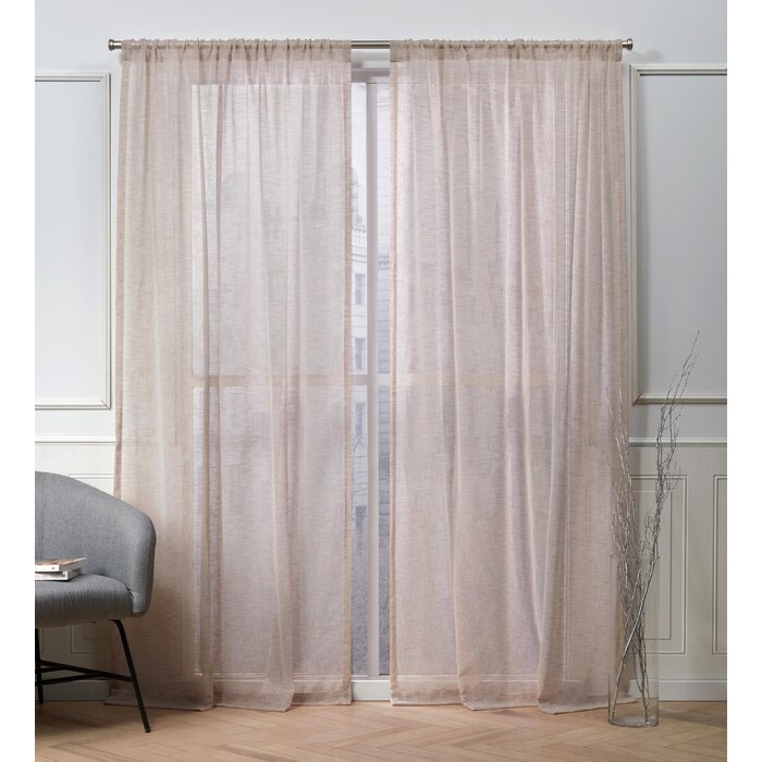 Belfry Solid Color Sheer Rod Pocket Curtain Panels (Set of 2) - Image 0