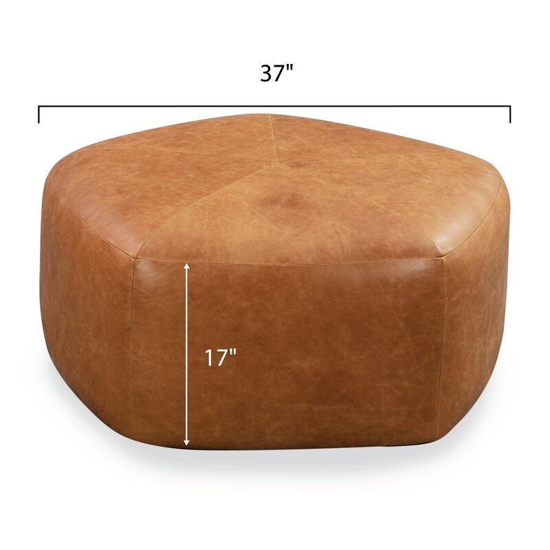 Rowley Leather Pouf - Cognac Tan - Image 1