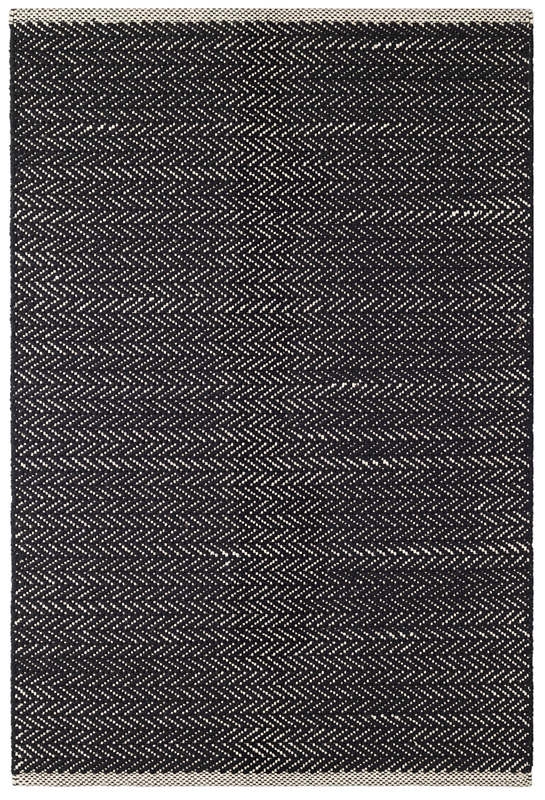 Herringbone Black Woven Cotton Rug, 8' x 10' - Image 0