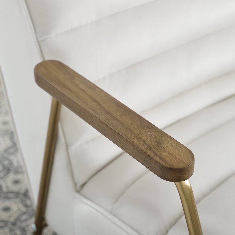 Modern Velvet Ribbed Seat With Gold Frame Armchair - Image 2