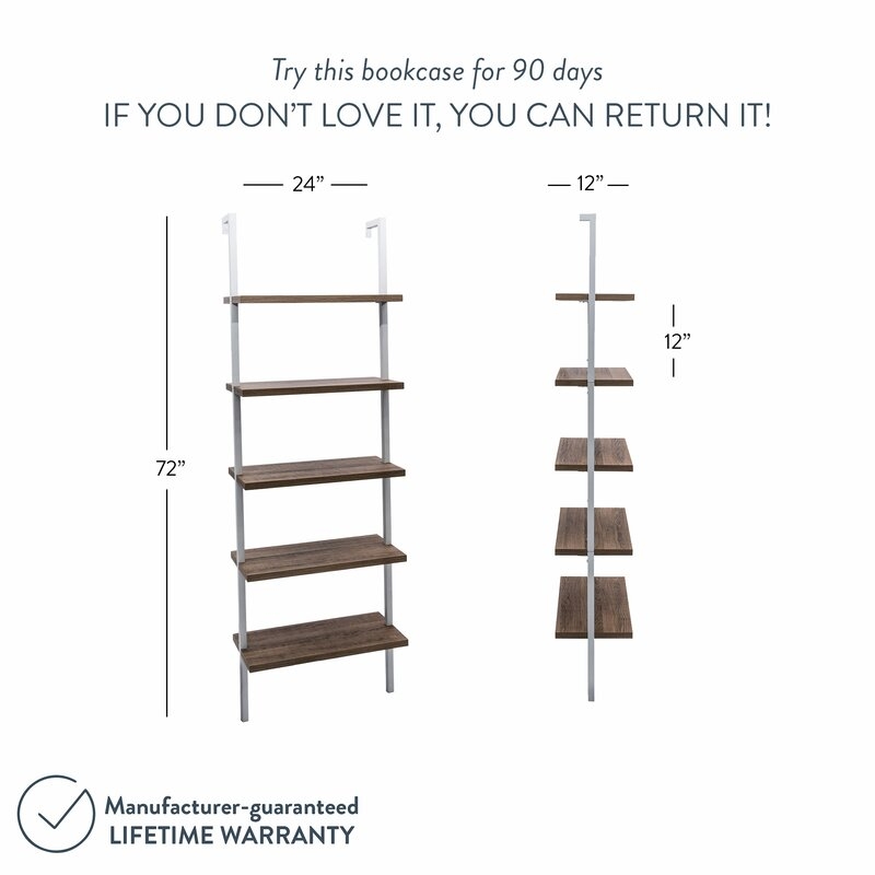 Moskowitz Ladder Bookcase, Natural light brown wood, white frame - Image 2