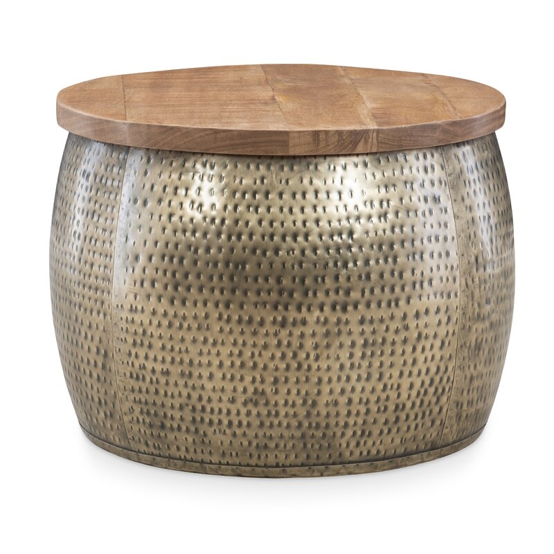 Ambudkar Drum Coffee Table with Storage - Gold - Image 0
