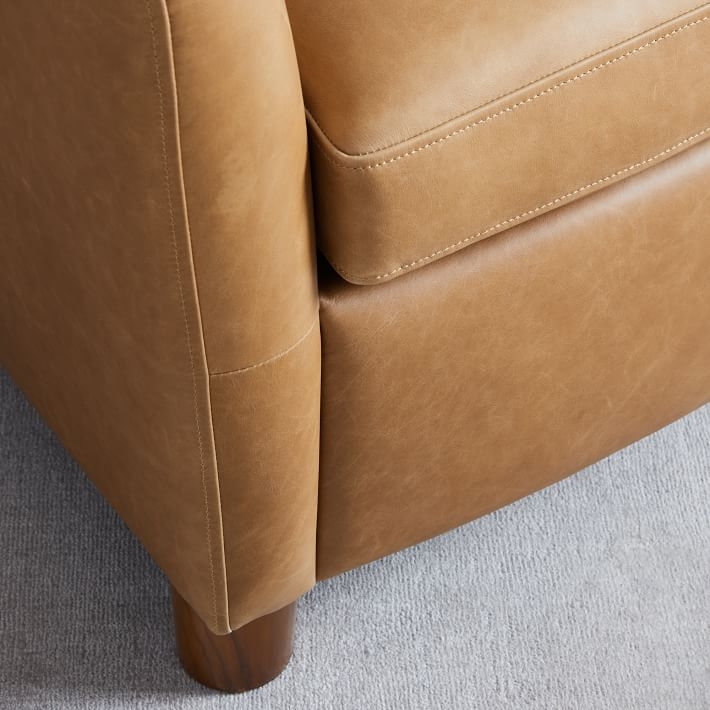 Teddy Chair, Poly, Ludlow Leather, Sesame, Dark Walnut - Image 1