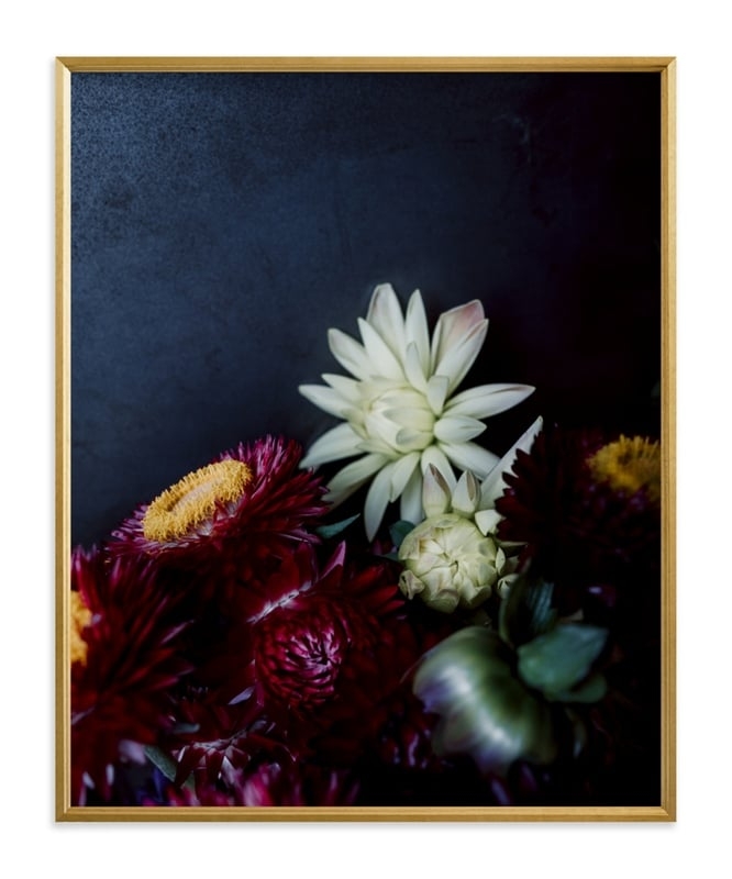 Dark Fall Flowers - 16" x 20", Gilded Wood Frame - Image 0