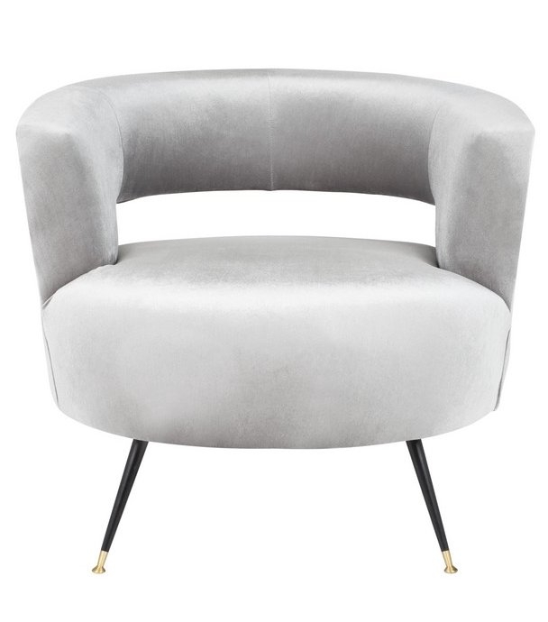 Manet Velvet Retro Mid Century Accent Chair - Light Grey - Arlo Home - Image 2