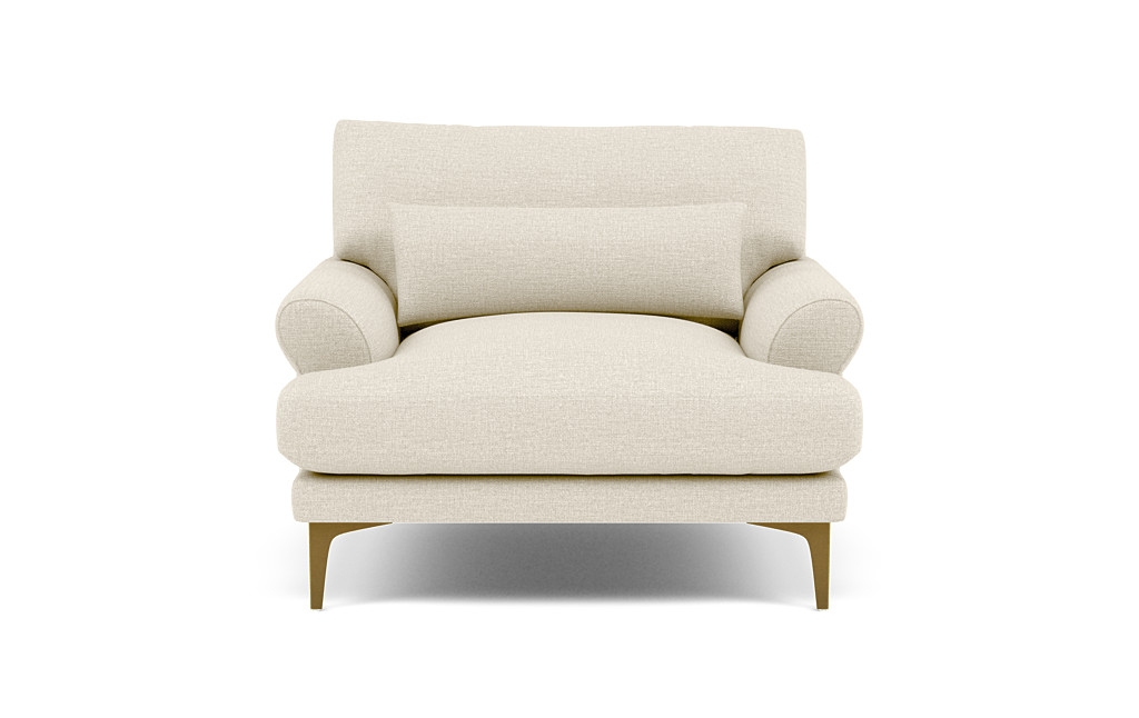 Maxwell Chairs in Oat Performance pebble knit fabric, brass plated legs - Image 0