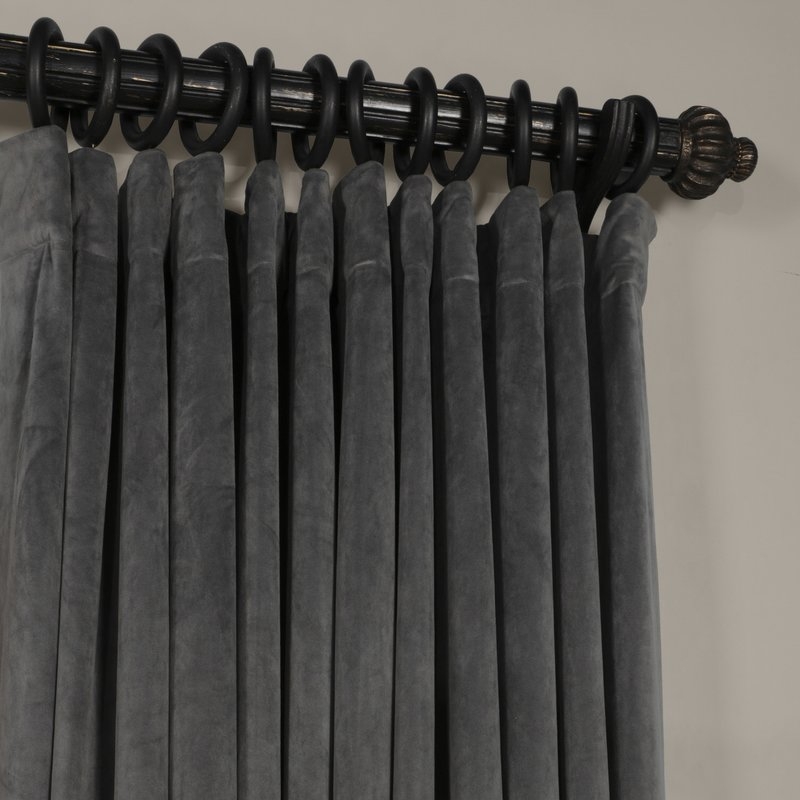 Natural Gray Velvet Curtains - Image 2