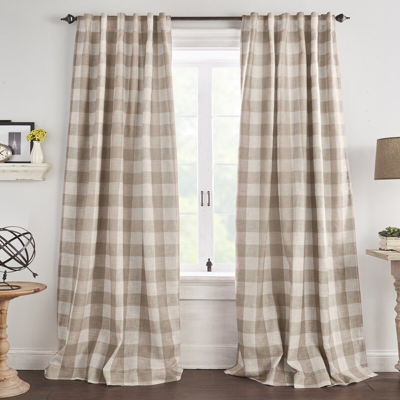 Conor Plaid Linen Blackout Thermal Single Curtain Panel - Image 1