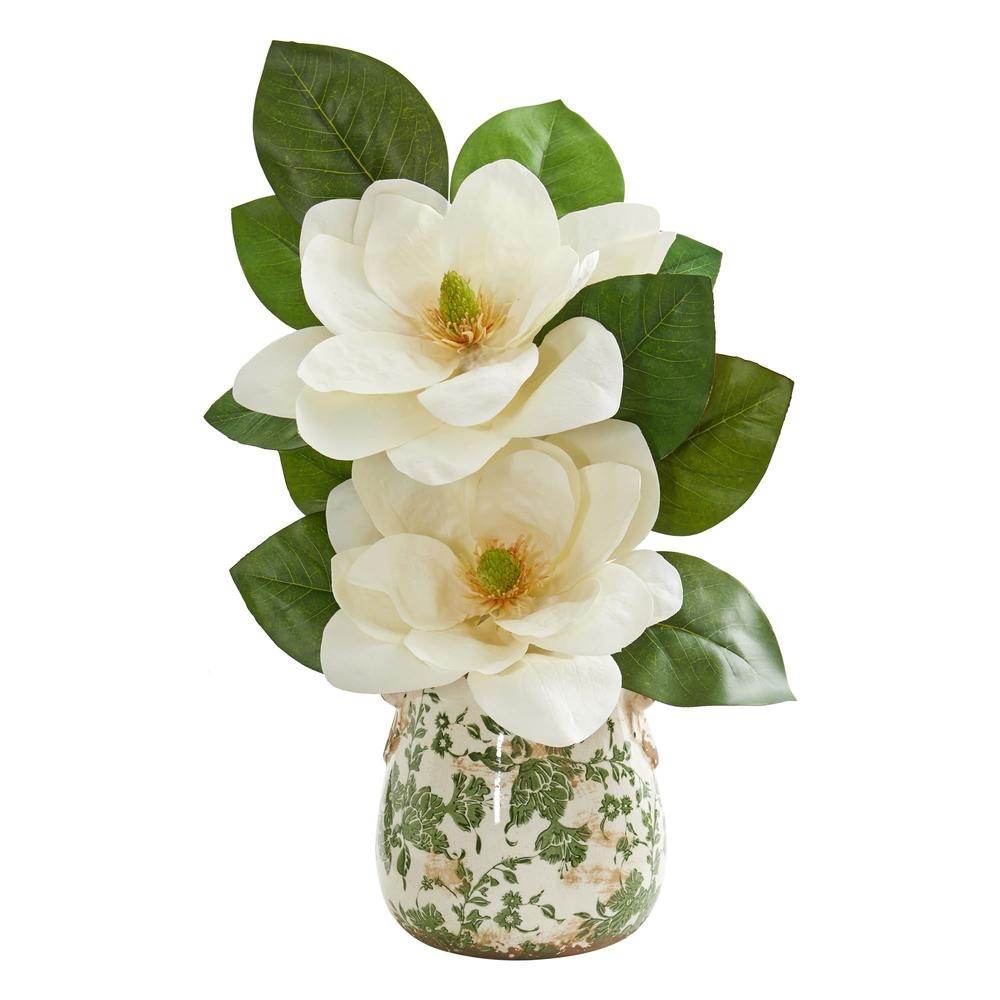 Magnolia Artificial Arrangement in Floral Design Vase - Image 0