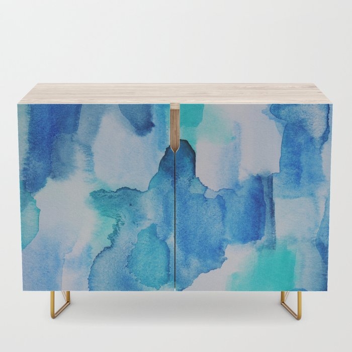 Soft teal abstract watercolor Credenza by Jen Merli - Image 0