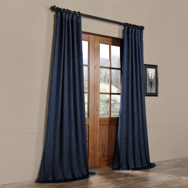 Manwaring Faux Linen Blackout Single Curtain Panel - 96" - Image 0