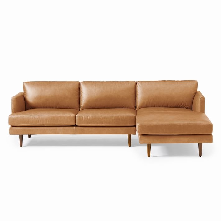 Haven Loft Leather LEFT 2-Piece Chaise Sectional -Saddle - Vegan leather - Image 0