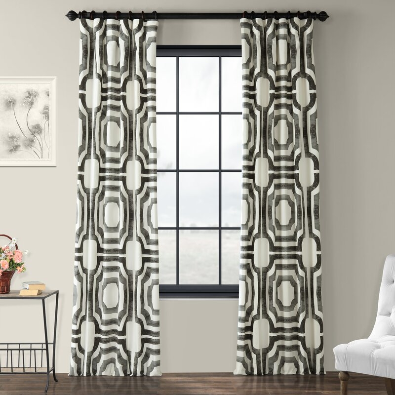 Flovilla Cotton Geometric Rod Pocket Single Curtain Panel - Image 0