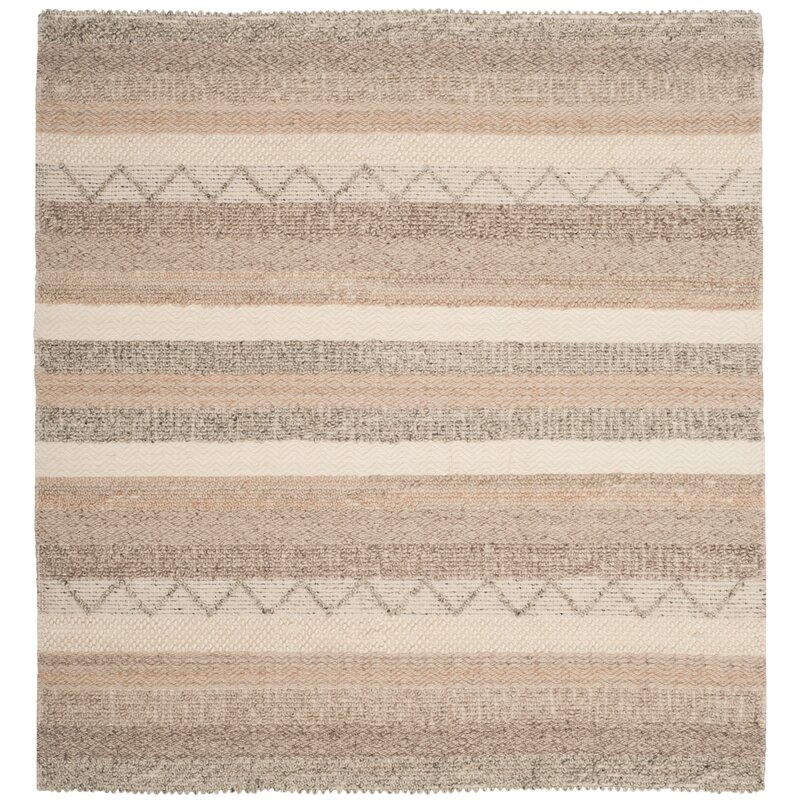 Daytona Beach Striped Handmade Flatweave Beige/Ivory/Light Salmon Area Rug - Image 0