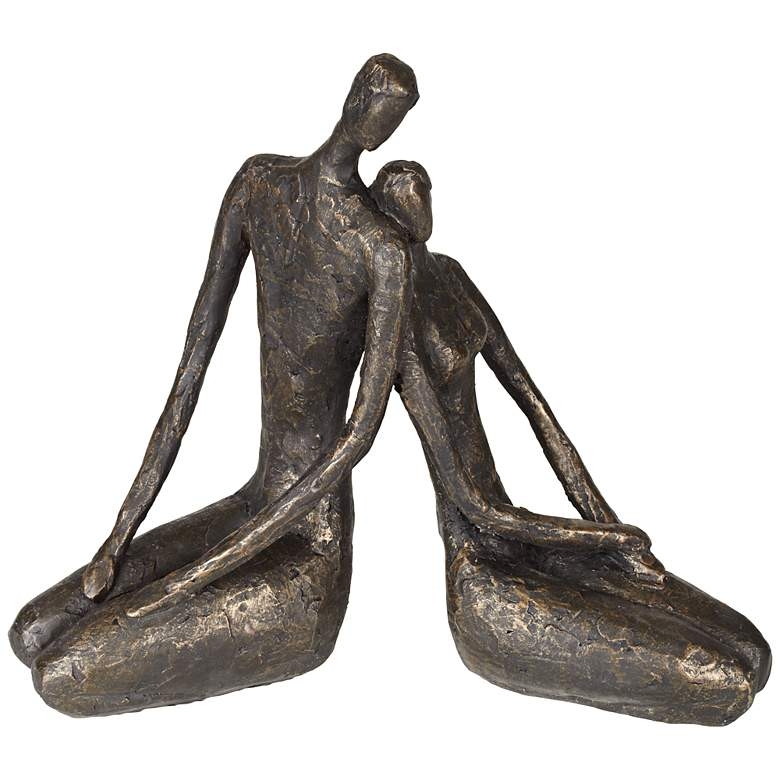 Loving Couple 11 1/2" Wide Bronze Sculpture - Image 0