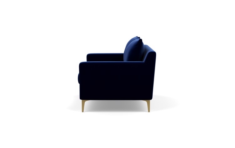 Sloan Sofa in Oxford Blue Fabric with Brass Plated legs - Image 3