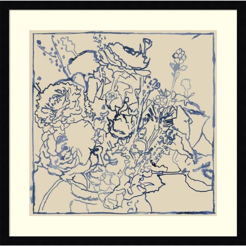 'Indigo Floral Sketch I' - Picture Frame Print - Image 0