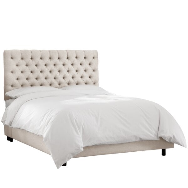 Tufted Upholstered Panel Bed - King - linen talc - Image 0