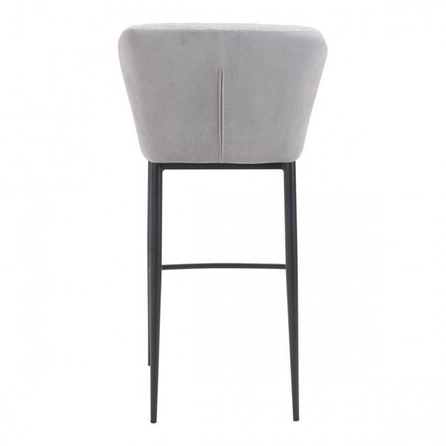 Tolivere Bar Chair Gray Velvet, Set of 2 - Image 2