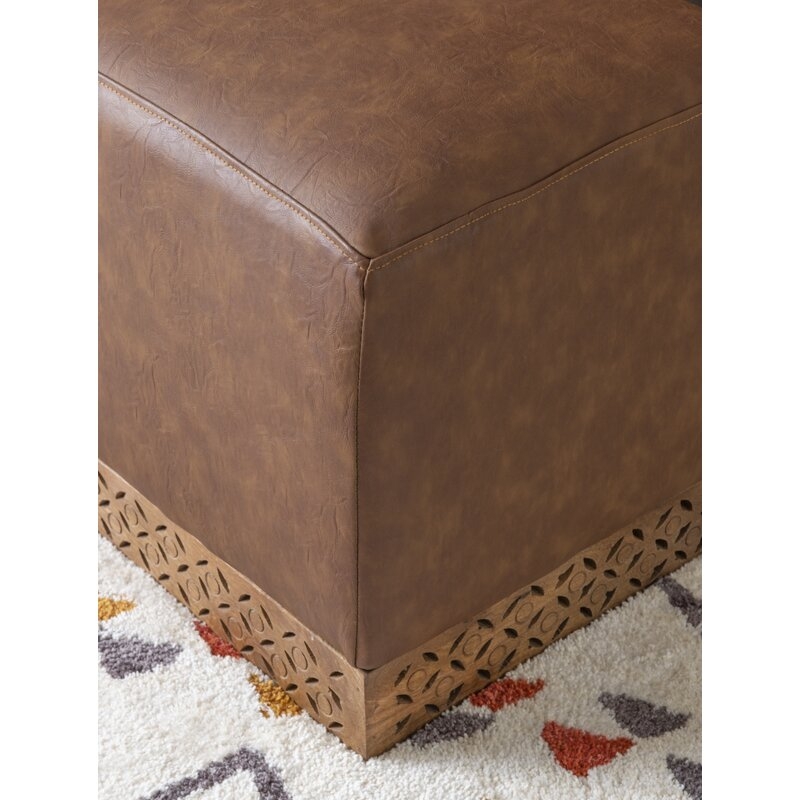 Alverta 16" Wide Faux Leather Square Cube Ottoman - Image 2