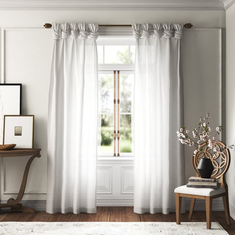 Rivau Solid Semi-Sheer Tab Top Single Curtain Panel - Image 1
