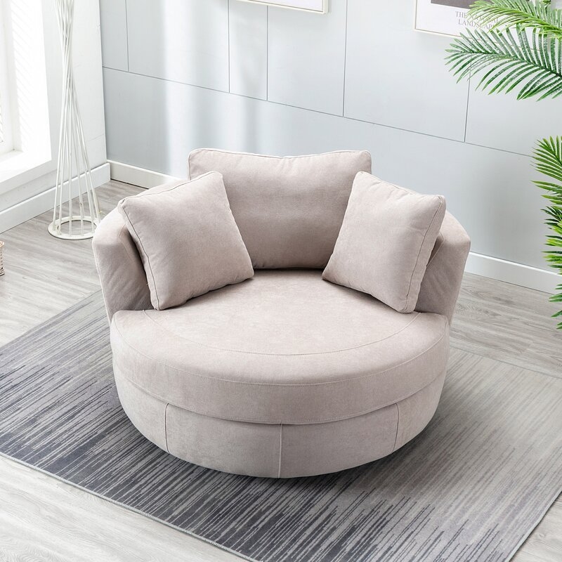 Minorca Elegant Round Swivel 53'' Barrel Chair - Image 1