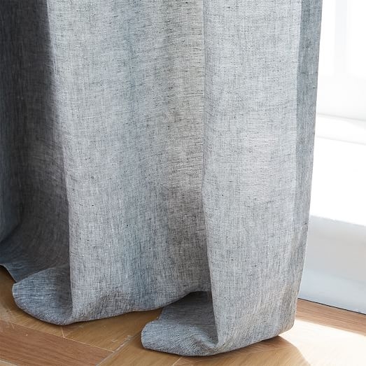 Semi-Sheer Belgian Flax Linen Melange Curtain - Slate, unlined - Image 3