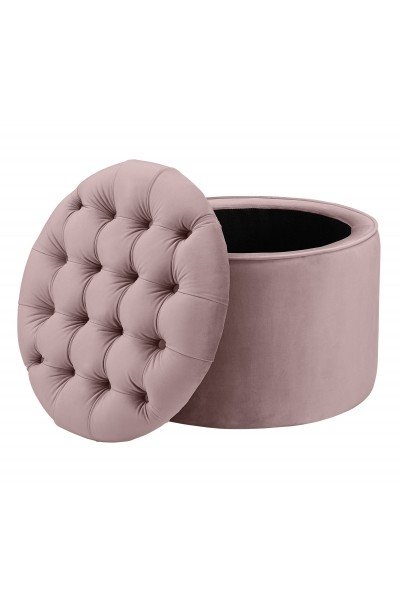 Mckinley MAUVE VELVET STORAGE OTTOMAN - Image 1