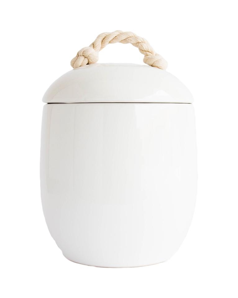 WHITE CANISTER WITH ROPE HANDLE, LARGE - Image 0