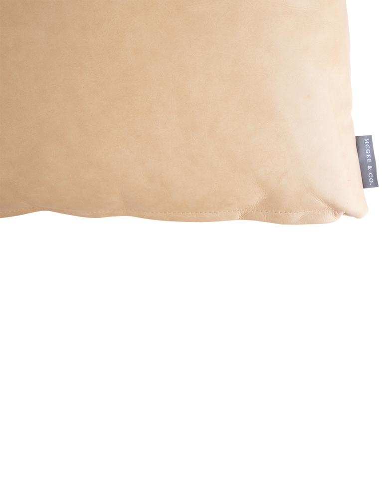PALOMINO LEATHER PILLOW COVER WITH DOWN INSERT, 20" x 20" - Image 1