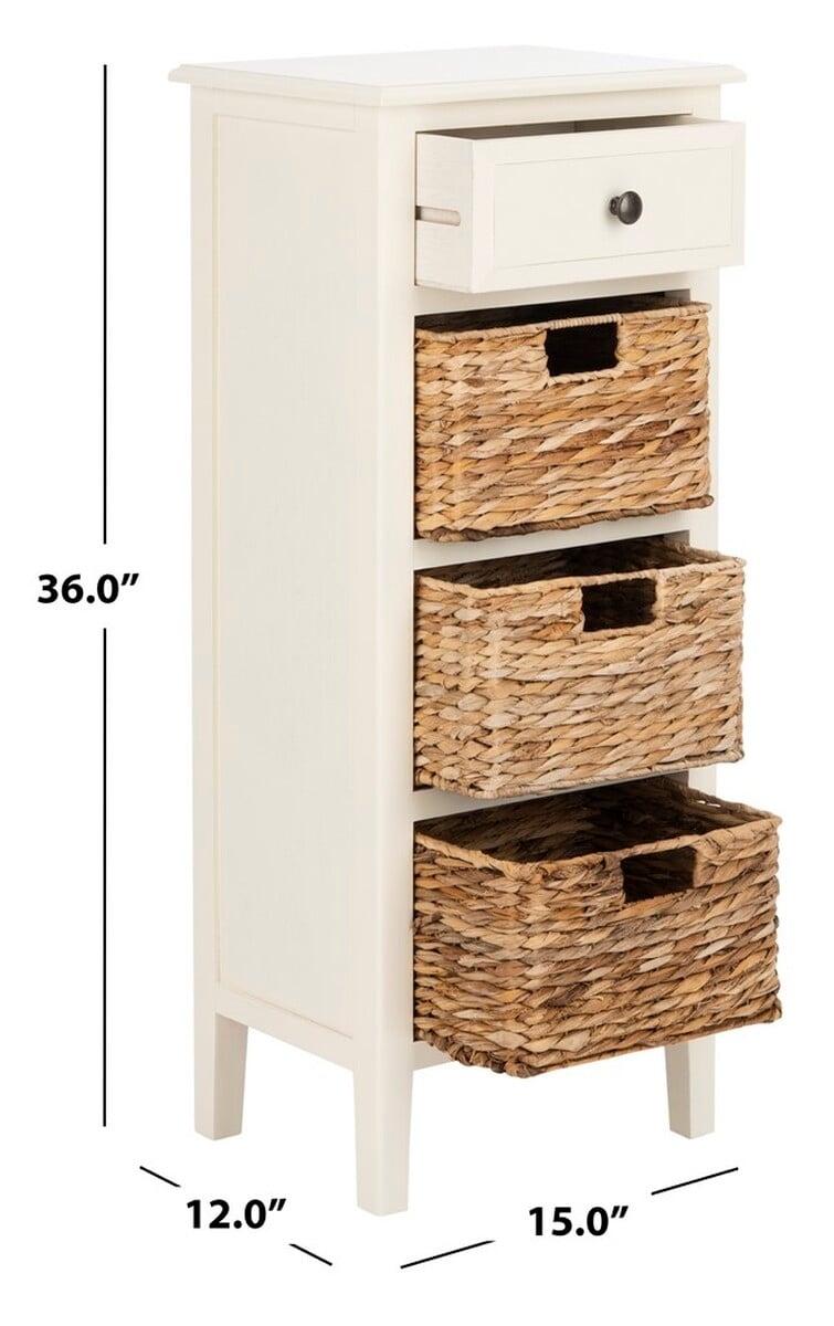 Michaela Drawer Side Table - Distressed White - Safavieh - Image 0