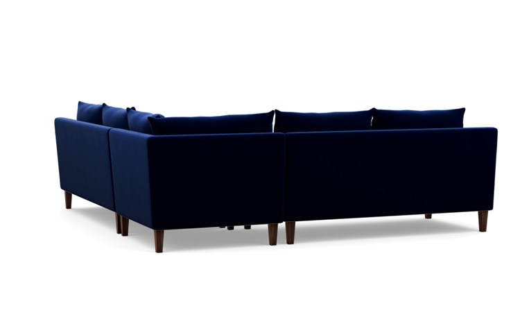 Sloan corner sectional sofa - Bergen Blue Mod Velvet - Oiled Walnut Tapered Square Wood legs - 101" - standard cushions - standard fill - Image 3