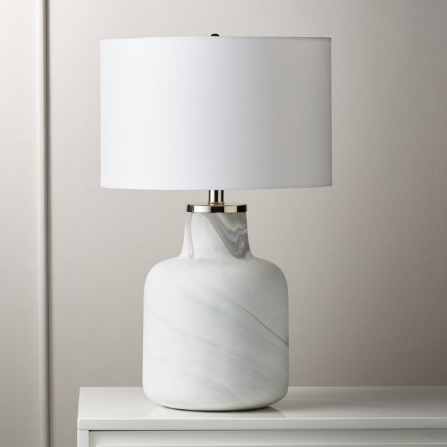 Large Marblized Grey Table Lamp - Image 0