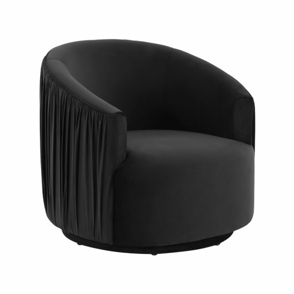 London Black Pleated Swivel Chair - Image 0