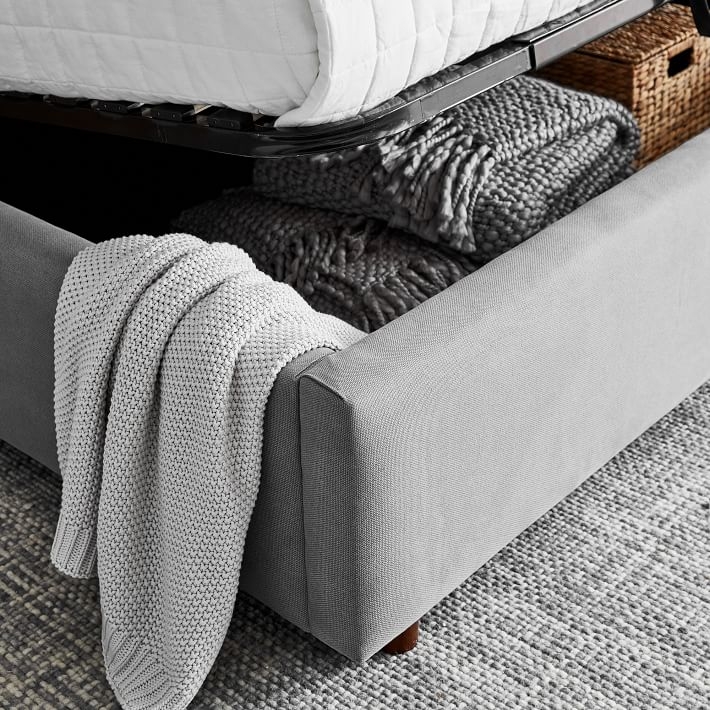 Contemporary Tall Storage Bed, Queen, Heathered Crosshatch, Feather Gray - Image 2