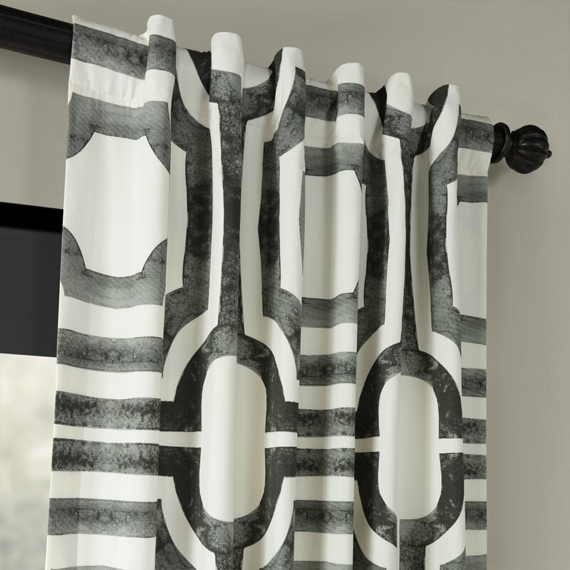 Flovilla Cotton Geometric Rod Pocket Single Curtain Panel - Image 3