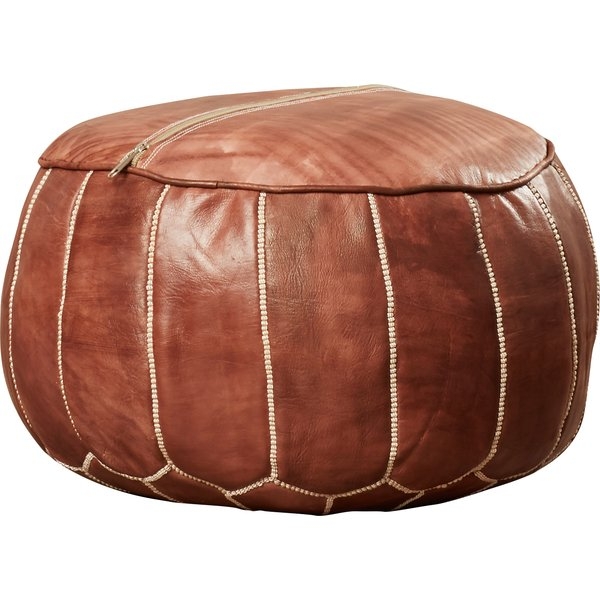 Mistana Carolos Leather Pouf - Image 1