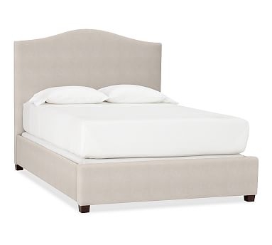 Raleigh Upholstered Curved Bed without Nailheads, King, Performance Brushed Basketweave Oatmeal - Image 0